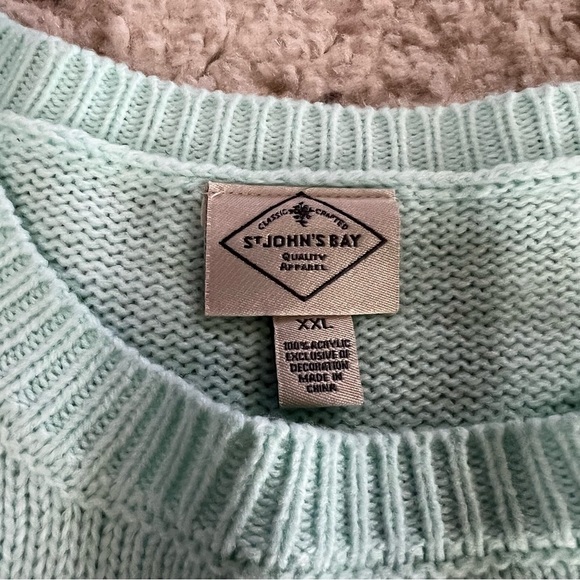 St John’s Bay Chill Mint Green Crewneck Pullover Knit Sweater size XXL - Picture 4 of 6